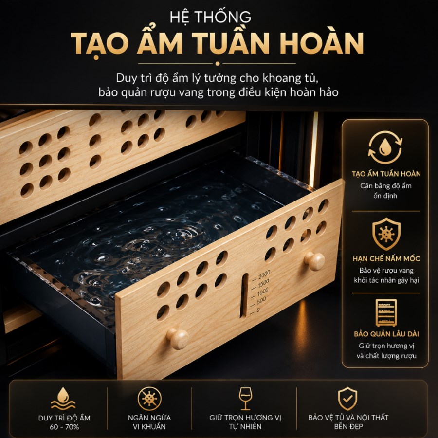 Tủ Bảo Quản Cigar Adela 150 Điếu Máy Nén 