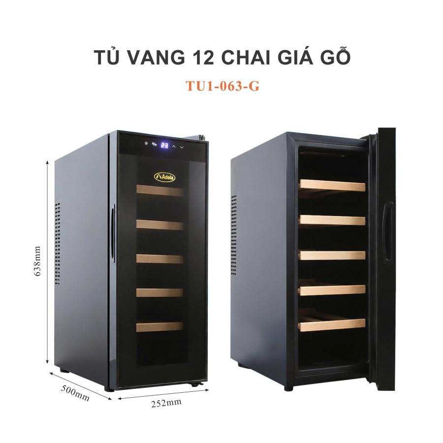 Tủ Rượu Vang Adela 12 Chai Chip BCW-35A-W