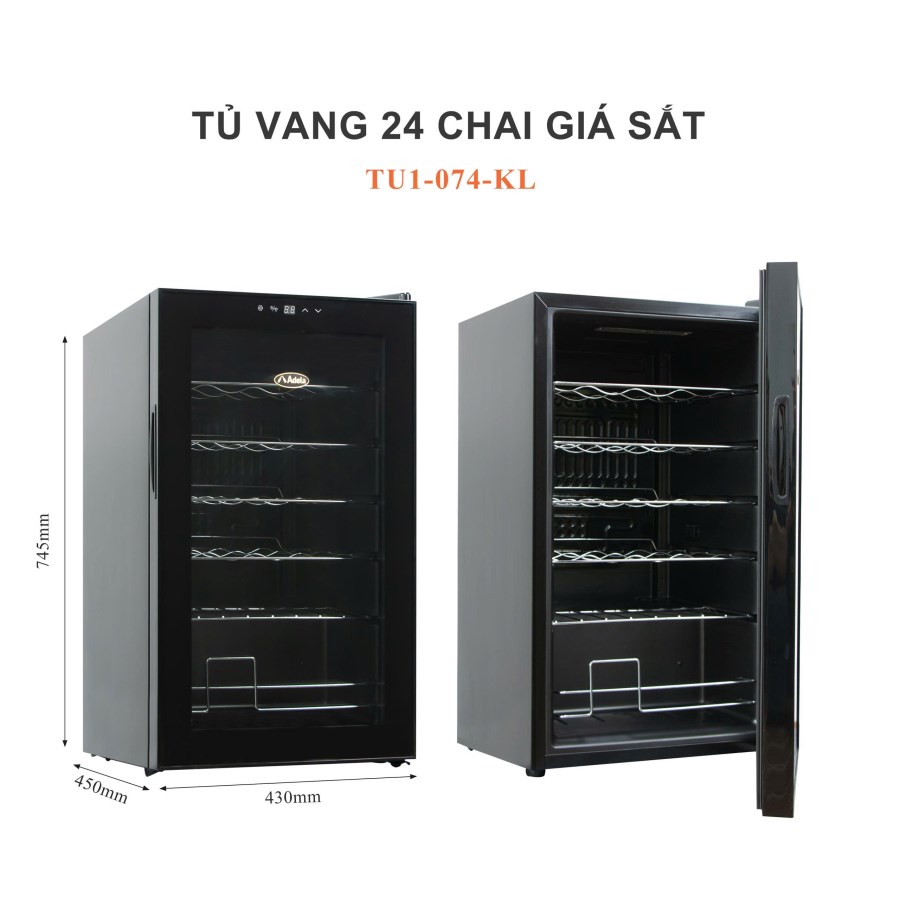 Tủ Rượu Vang Adela 24 Chai Máy Nén JC-70 
