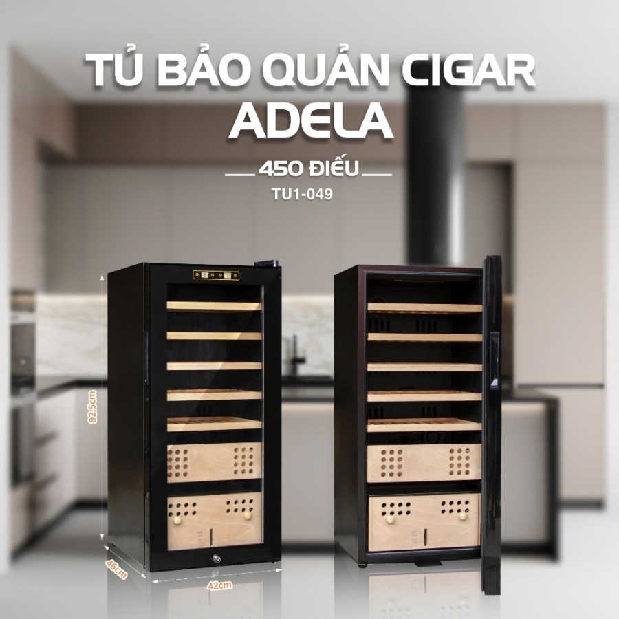 Tủ Bảo Quản Cigar Adela 450 Điếu Máy Nén