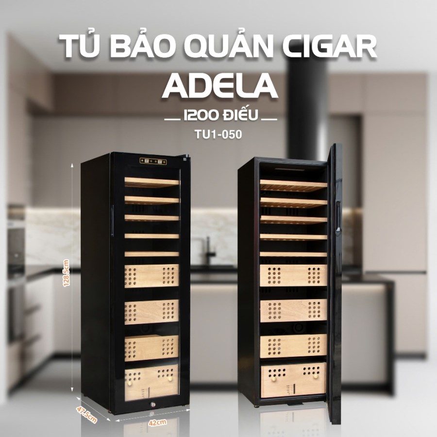 Tủ Bảo Quản Cigar Adela 1200 Điếu Máy Nén