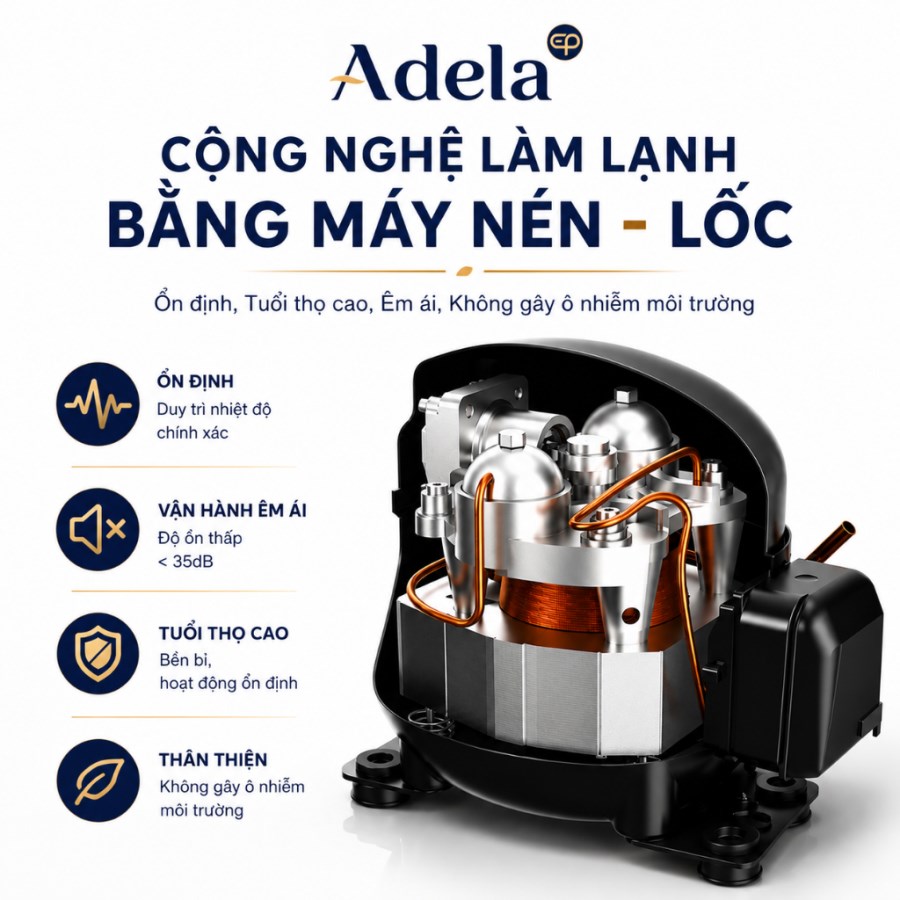 Tủ Rượu Vang Adela 24 Chai Máy Nén JC-70 