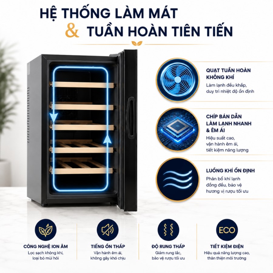 Tủ Rượu Vang Adela 18 Chai Chip BCW-50A