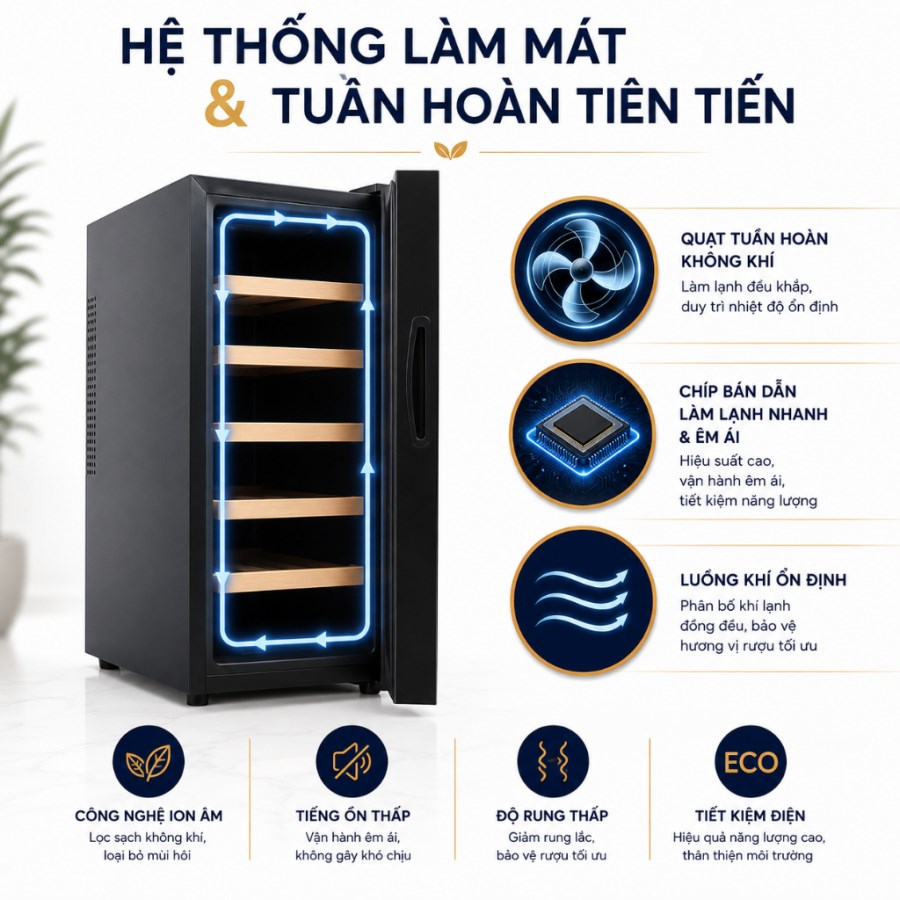 Tủ Rượu Vang Adela 12 Chai Chip BCW-35A-W