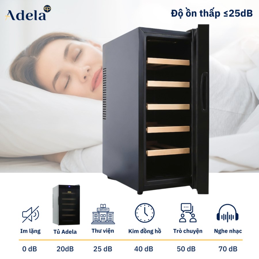 Tủ Rượu Vang Adela 12 Chai Chip BCW-35A-W