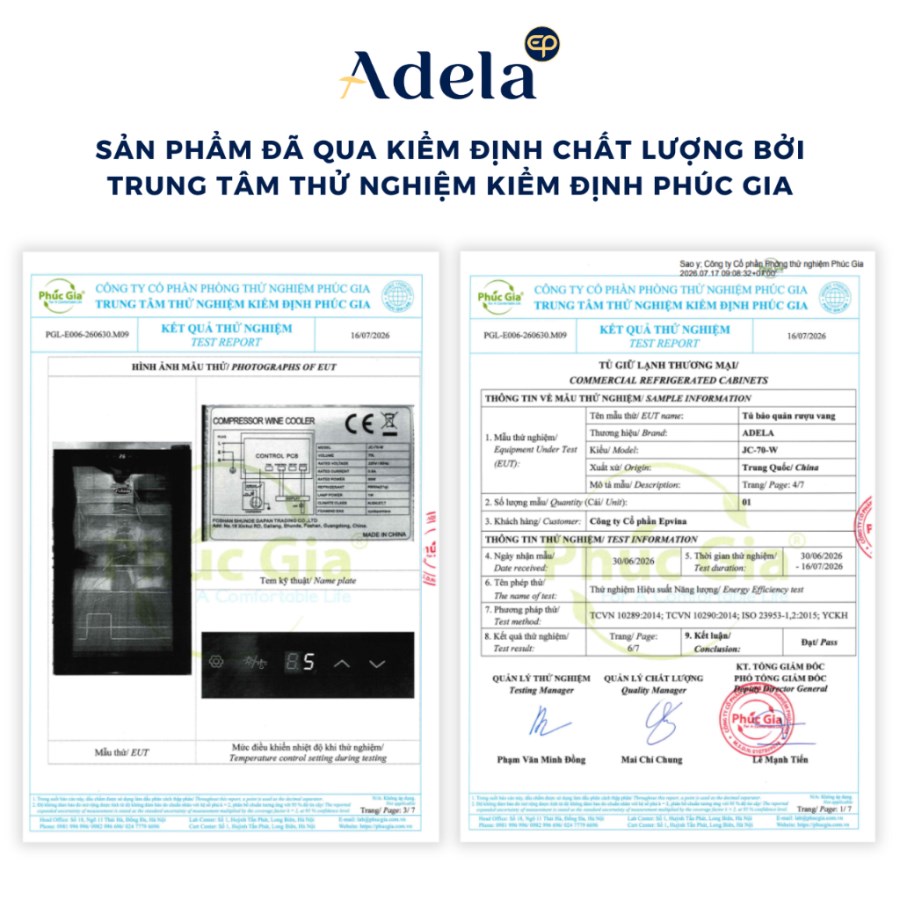 Tủ Rượu Vang Adela 24 Chai Máy Nén JC-70 