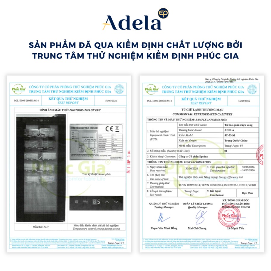 Tủ Rượu Vang Adela 18 Chai Máy Nén JC-53 
