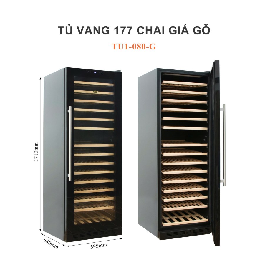 Tủ Rượu Vang Adela 177 Chai Máy Nén JC-430WS