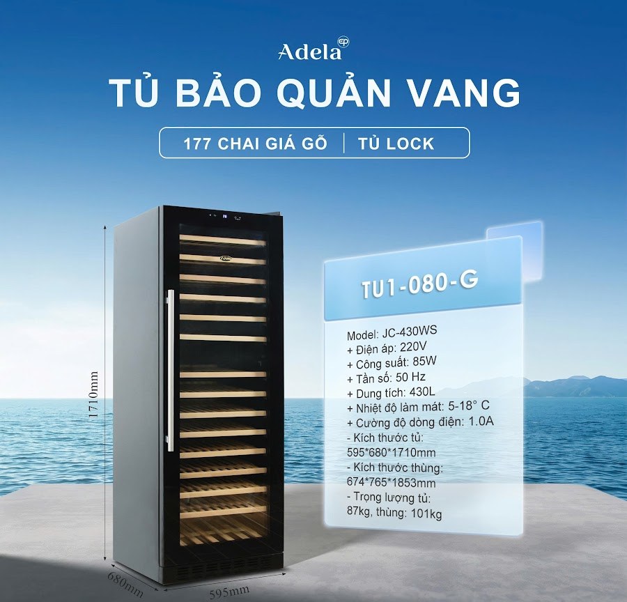 Tủ rượu vang Adela 177 chai, dòng tủ lock