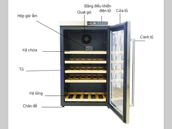 Tủ ướp rượu vang của hãng Hafele có cấu tạo khá phức tạp